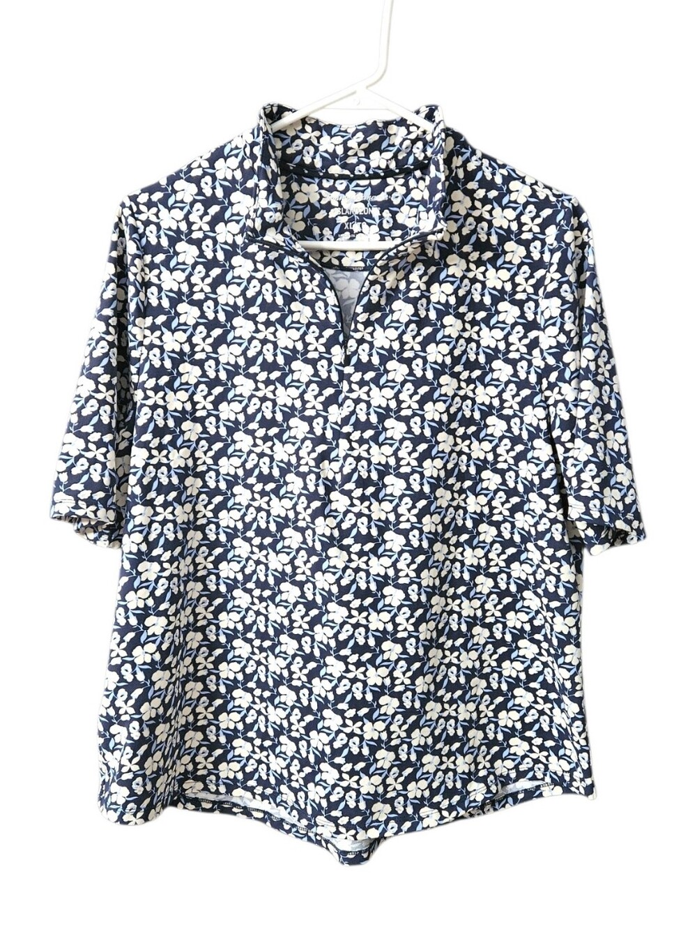 Tommy Bahama Aubrey Island Zone Zip Mock Neck Shirt Size XL Blue Floral